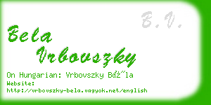 bela vrbovszky business card